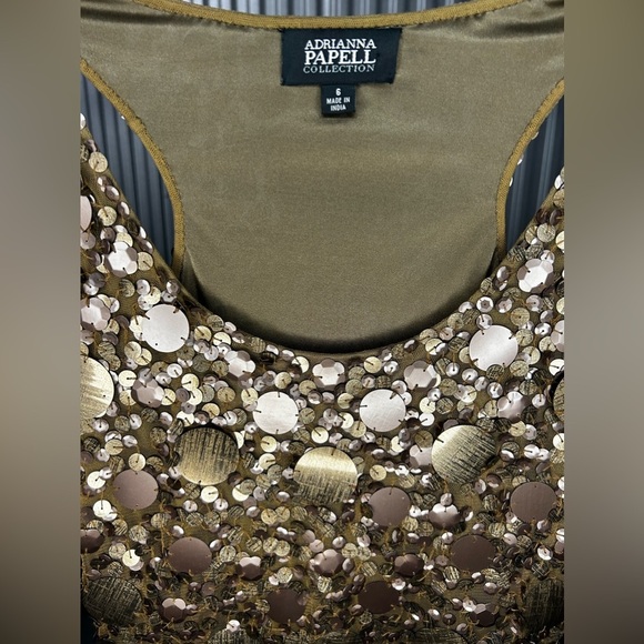 Women’s Adrianna Papell Brown Sequin Sheath Dress Size 6 Small Nylon Polyester - Picture 4 of 4